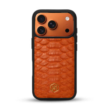 COVER IPHONE-17-PRO-IN-PELLE-DI-PITONE-ARANCIONE